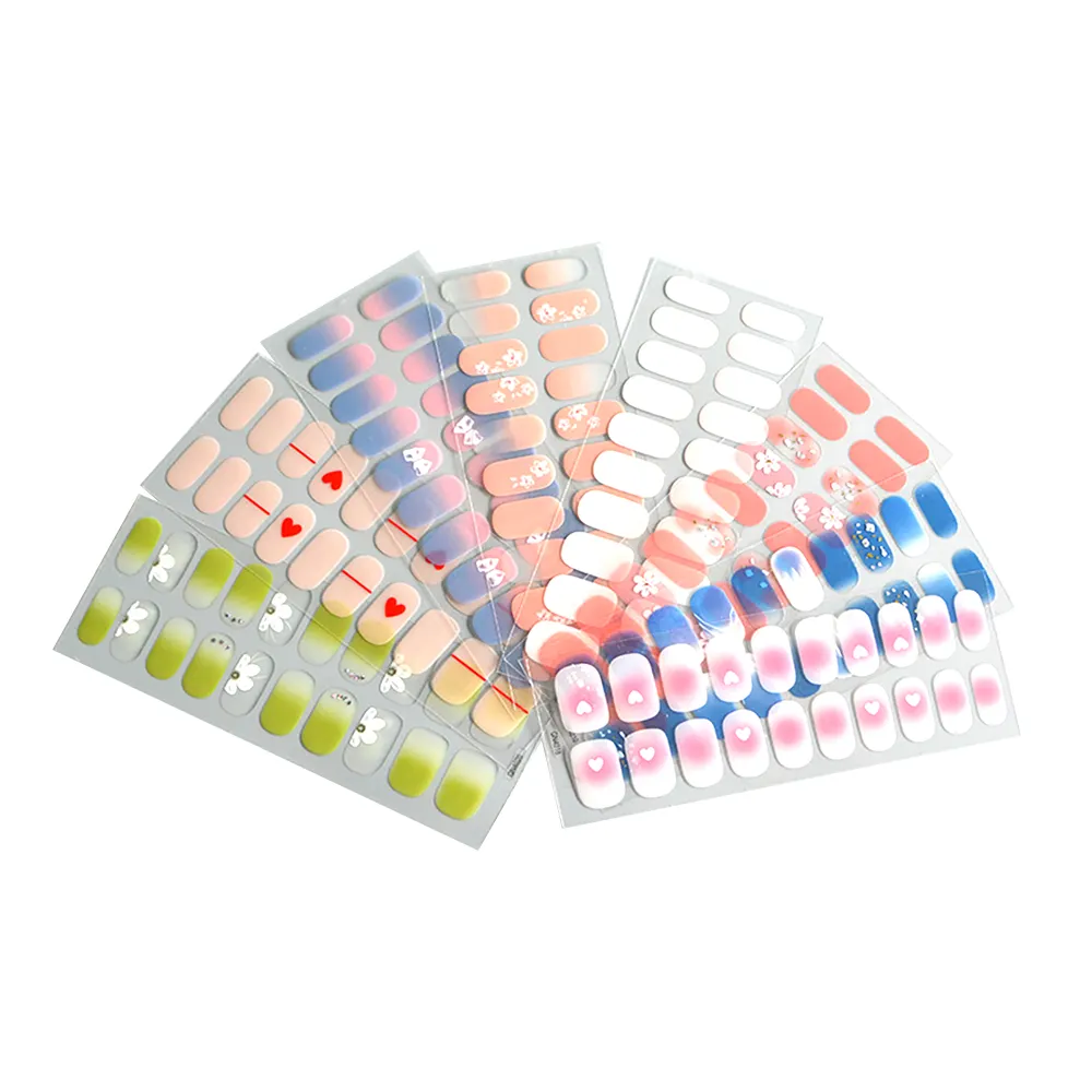 New nail polish semi curing gel halo dye gradient UV Nail Sticker 20 finger LED light nail sticker