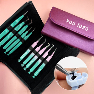 MEW Private Label Custom Lash Extensão Ponta De Fibra Forte Segure Volume 45 90 Graus Pinças de aço inoxidável Para Extensão Dos Cílios - Product Image 6