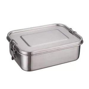 Contenedores de almacenamiento de alimentos de acero inoxidable 304 personalizados con tapas Bento Lunch Box Contenedores de comida de preparación de comida de metal Reutilizables apilables - Product Image 1