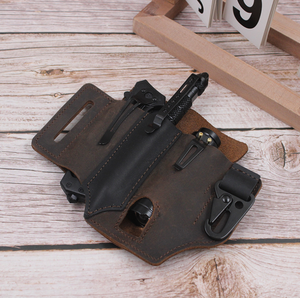 Hot bán da chính hãng <span class=keywords><strong>Hawk</strong></span> khóa EDC chiến thuật đa chức năng vành đai Thiết lập công cụ thiết lập đèn pin dao eo treo bao da - Product Image 4