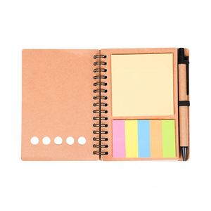 Benutzer definiertes Logo Haft notizen Kraft papier abdeckung Mini-Notizbuch Notiz blöcke mit Stift - Product Image 2