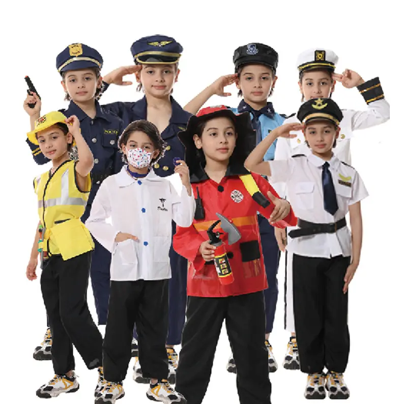 Rol oynamak itfaiyeci kariyer kostüm İtfaiyeci kıyafetleri çocuklar için aksesuarlar ile scrubs itfaiyeci doktor cosplay üniforma