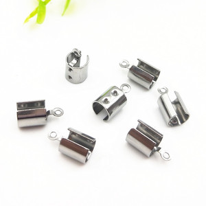 圆形不锈钢连接器端夹扣软线端帽，用于珠宝皮绳 - Product Image 4