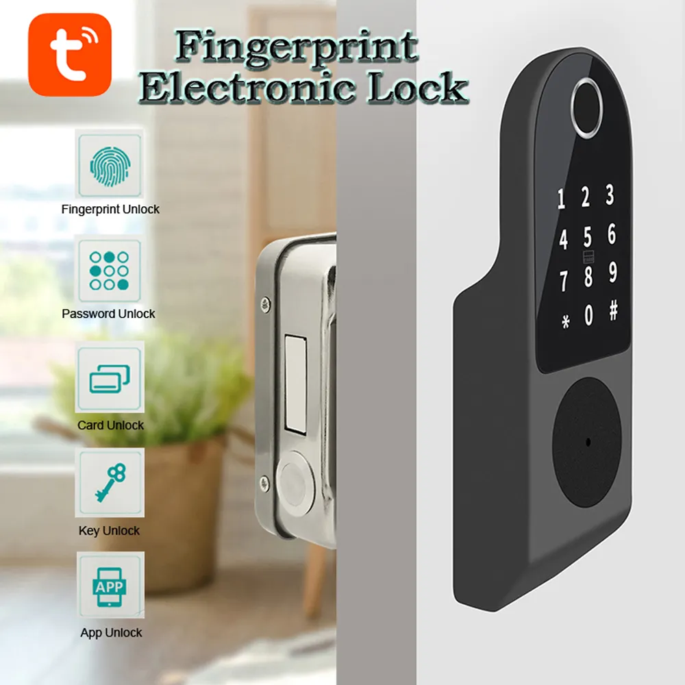 Cerradura inteligente con wifi para extérieur porte métallique électrique étanche jante serrure de porte numérique tuya app serrure de porte intelligente
