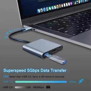 批发迅雷3扩展坞多端口电缆4K 3合1 C型 + Usb3.0电缆适配器c型usb集线器笔记本电脑 - Product Image 2