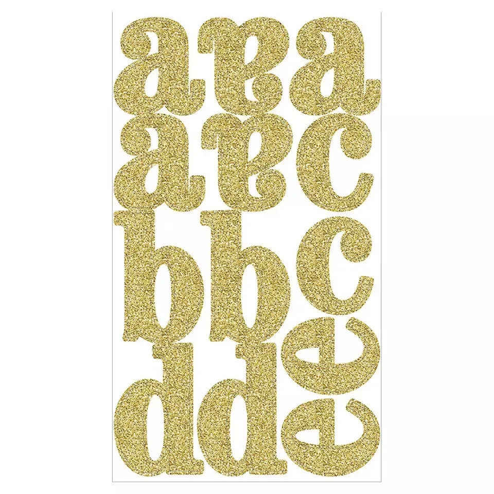 Autocollants de lettres de l'alphabet à paillettes pour sac en Pu, vente en gros