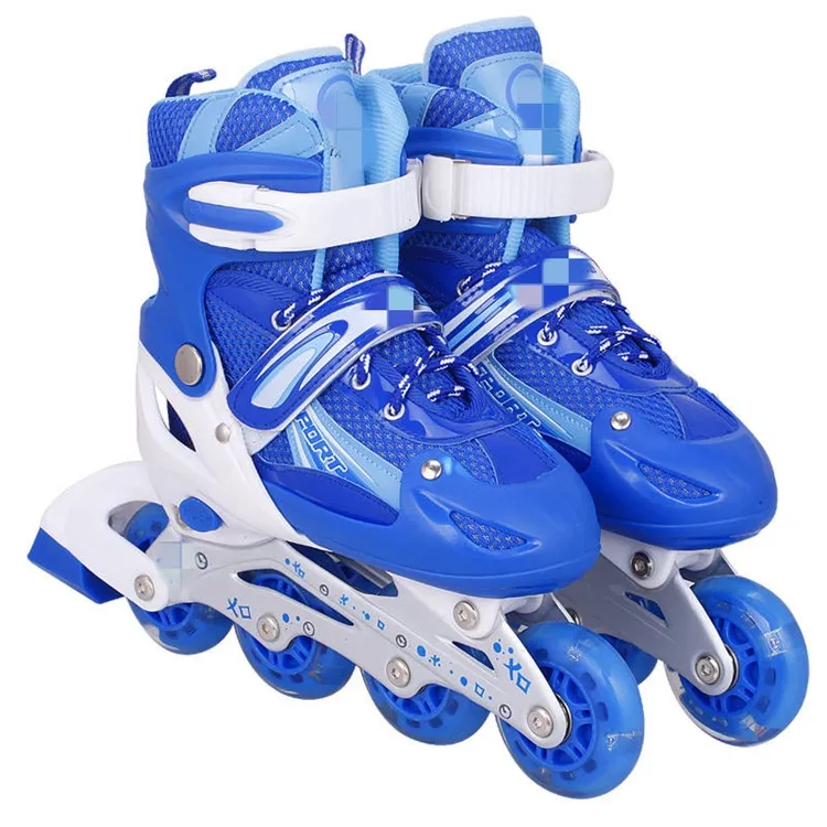 Patines de 4 ruedas para exterior para niños, calzado de patinaje azul, precio barato de fábrica, venta al por mayor