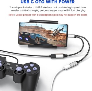 <strong>2</strong> <strong>in</strong> <strong>1</strong> Type C USB OTG Splitter Adapter 5A Fast Charging Pure Copper Mini Cable Photo USB Type-C for Printer &amp; Computer - Product Image 3