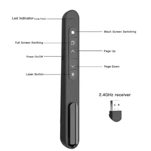 Nuovo presentatore Wireless Laser rosso pagina di tornitura 2.4G RF Volume di controllo remoto PPT presentazione USB puntatore di PowerPoint Mouse - Product Image 3