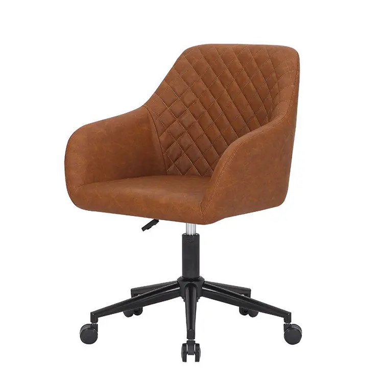 Partner Armchair Mid Back Adjustable 360 Degree Swivel Armrest PU Leather Uphosltery Padded Seat Task Chair