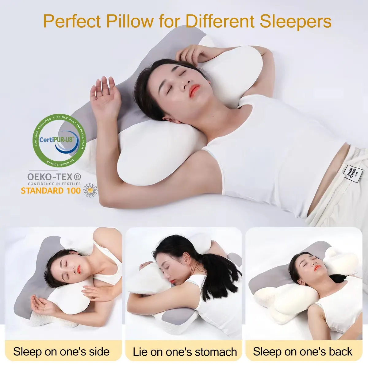 JTY Cervical Pillow for Neck Pain Relief Hollow Design Odorless Memory Foam Pillows with Cooling Case Adjustable Orthopedic