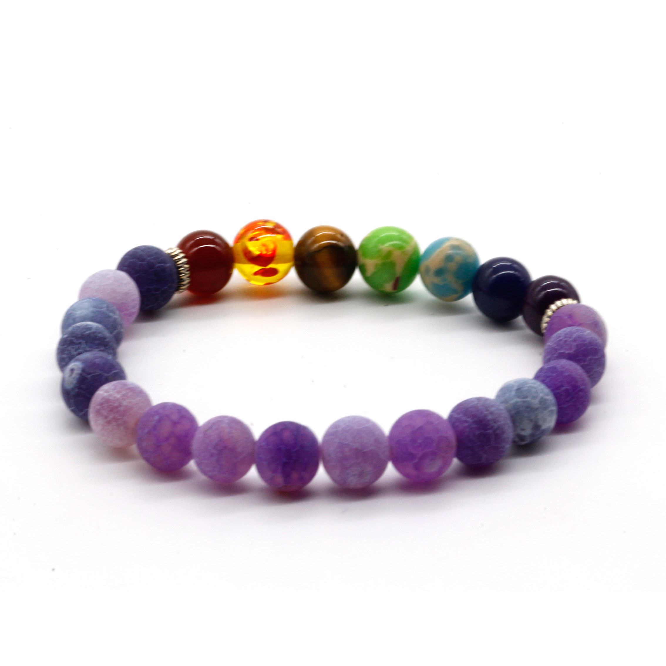 1 agate patinée violette + 7 couleurs