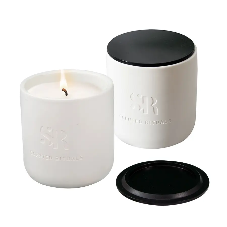 Benutzer definiertes Logo Innen keramik Duft kerzen gefäß Duft kerzen glas Aromatherapie-Kerzen glas mit Deckel für Haupt dekoration