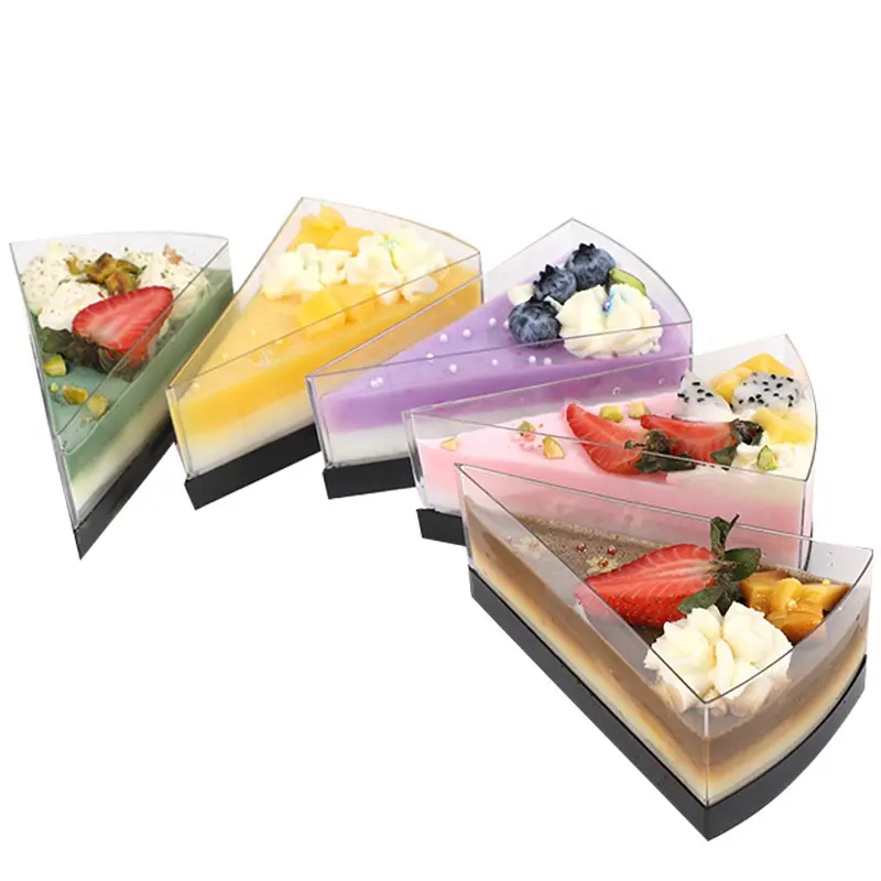 Caja Triangular de plástico para pastel, envase transparente de 6/8 pulgadas para té de la tarde, panadería, Mousse