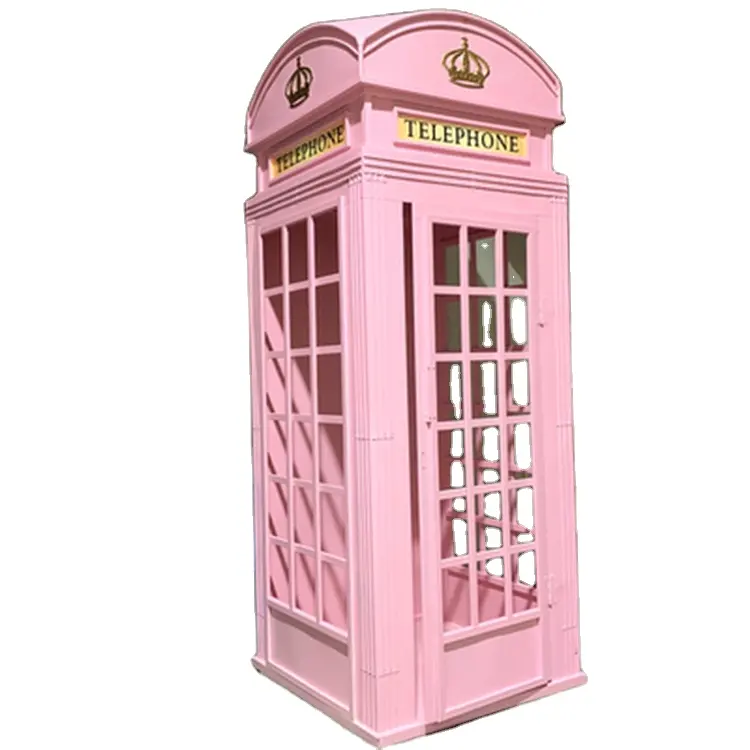 Cabine telefônica Londres de metal para decoração de festas e eventos de casamento Cabine telefônica clássica Londres rosa para venda