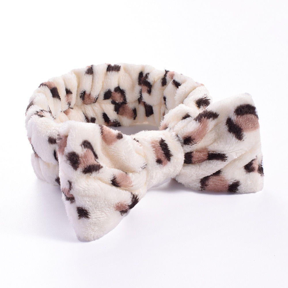 Diadema con lazo y estampado de leopardo beige 33