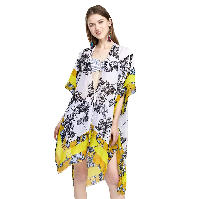 Lenço feminino estampado de algodão, lenço kimono feminino viscose