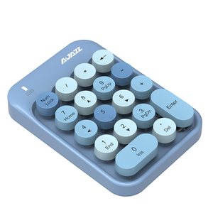 Teclado inalámbrico AK18 Mini 2,4G, periférico numérico azul, Circular, externo, para la contabilidad financiera