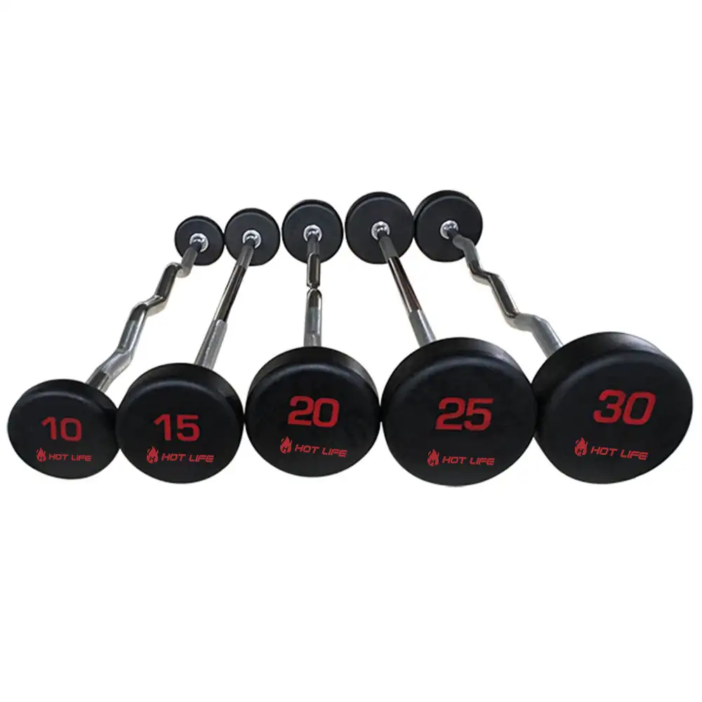 Fitness Straight Curl Bar Barbell Curvo Ginásio Usado Halterofilismo Fixo Borracha Revestida Barbell Set