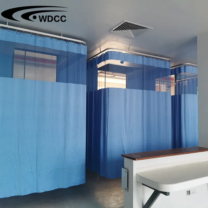 100% Polyester hospital curtains with nets dividers space privacy clinic finished curtains for hospitals beds