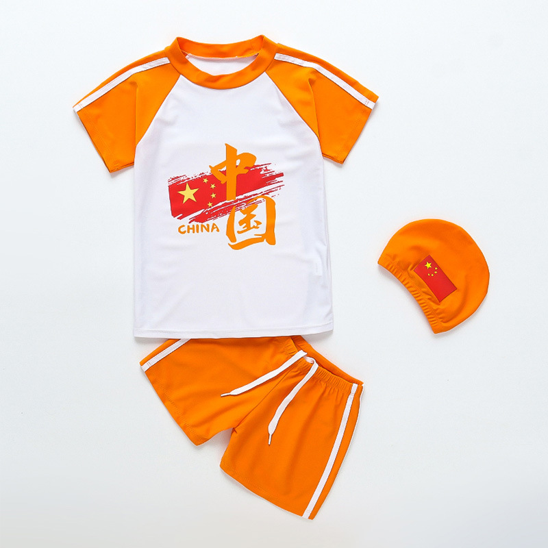 Orange sleeve national flag solid color style