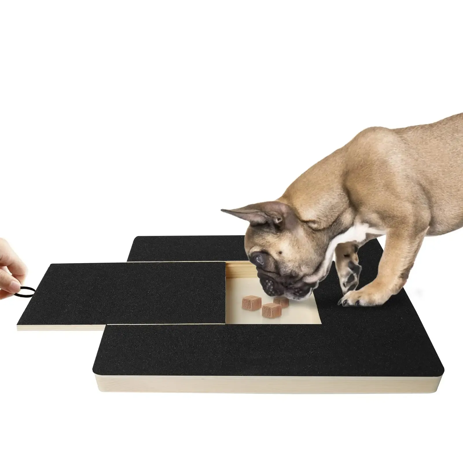 Bunnyhi GZB002 Durável Dog Nail Paw Scratch Board Com Lixa Preta De Madeira Dog Scratch Pad Para Unhas Com Snack Box