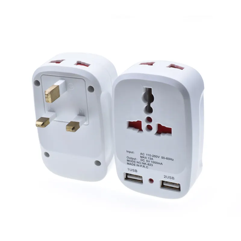 Adaptateur secteur universel avec double USB 5V, 1a, convertisseur 2-en-1 pour prise UK/US/AU, adaptateur secteur