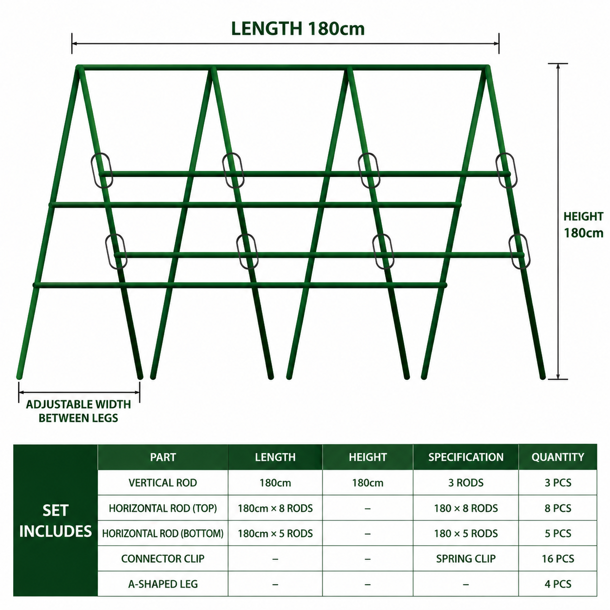 11mm thick (180x180) 5 horizontal and 8 vertical