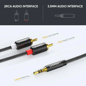 UGREEN 3.5mm to <strong>RCA</strong> Cable 6.6FT <strong>RCA</strong> Male to Aux Audio Adapter HiFi Sound <strong>Headphone</strong> Jack Adapter Metal Shell <strong>RCA</strong> Y Splitter - Product Image 6