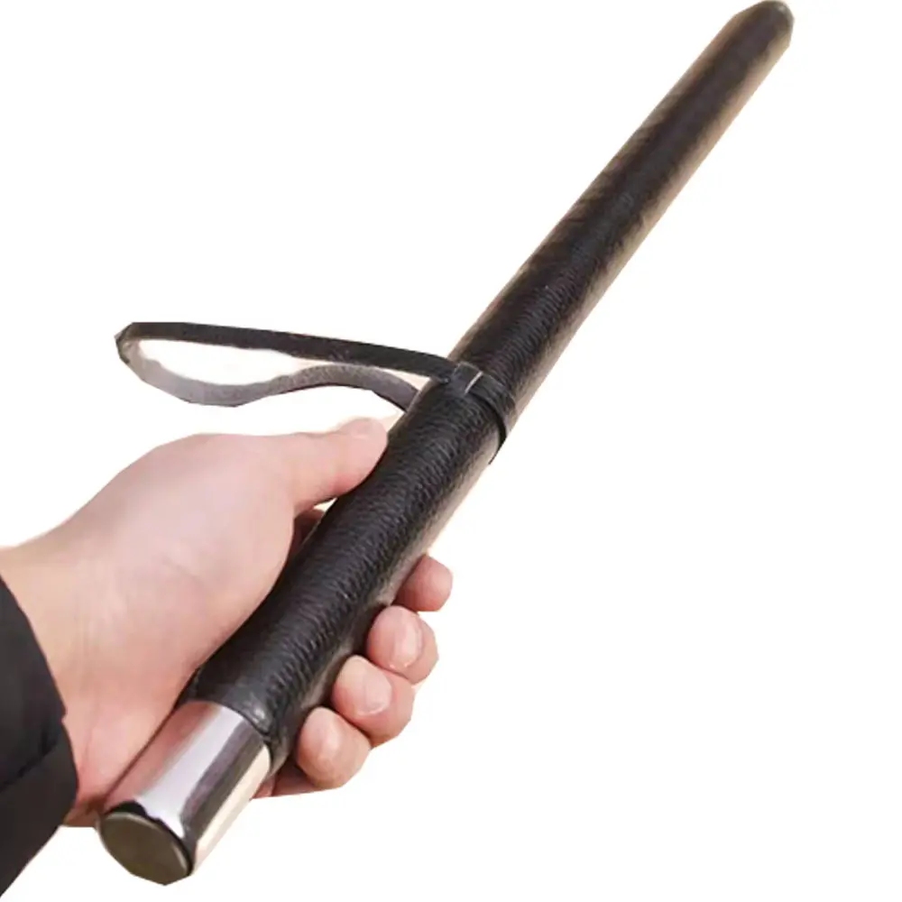 Soft leather cover attack agitation dog training stick with hang loop
