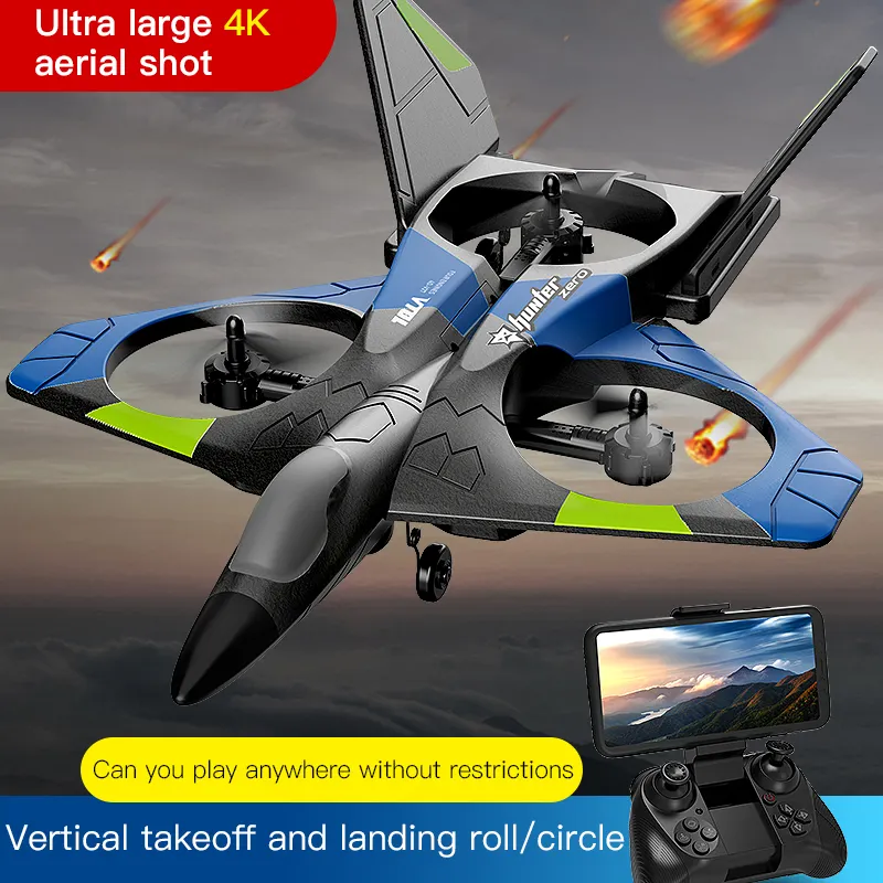 V27 Gravity Sensor RC Glider Remote Control LED Light Epp Foam Model Airplanes Aerial Drone with 4K Camera