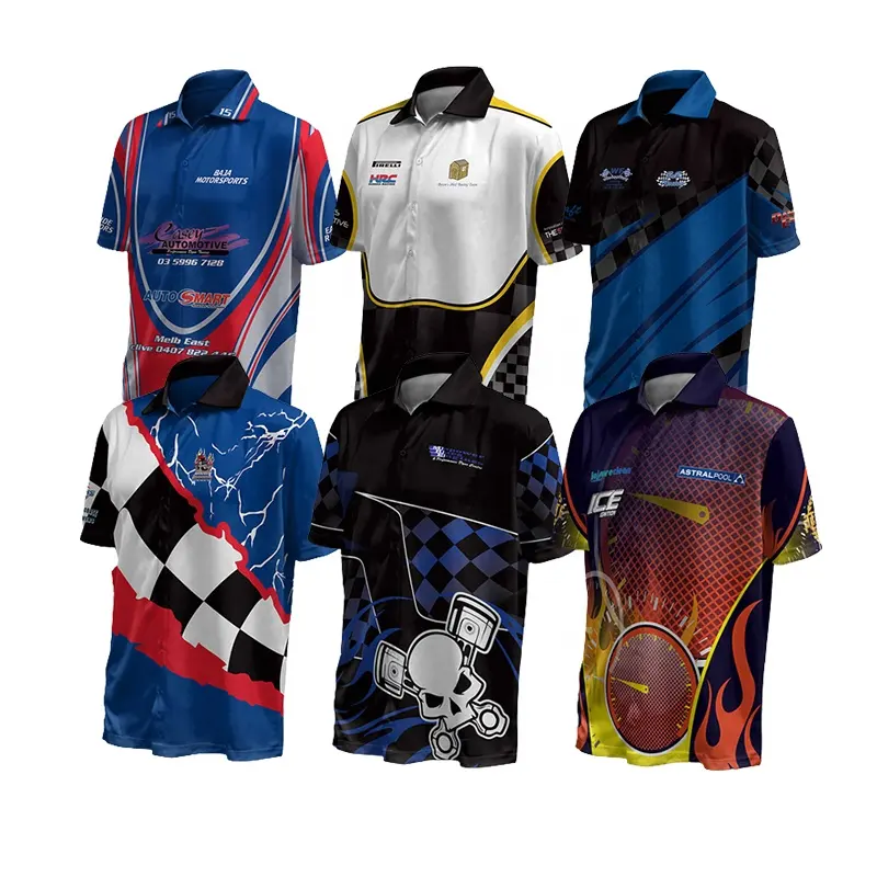 Wholesales Customize Sublimated Motorcycle & Auto Pit Team Racing Crew Shirt