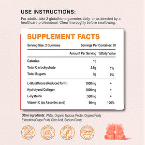 OEM Private Label Vegane Haut aufhellung Aufhellung und Anti-Aging Antioxidans Ergänzung Halal Pure L-Glutathion Gummies - Product Image 6