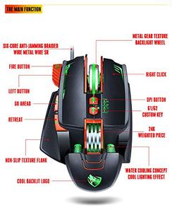 T-WOLF V9 Light Gaming Mouse cablato programmabile luce respiratoria Mouse per Computer USB RGB Gamer Mouse da gioco per PC 8 pulsanti per PC - Product Image 6
