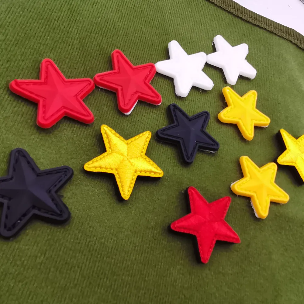 Chapéu de borracha tamanho mini com cinco estrelas, chapéu de desenho animado fofo em PVC para meninas, saia, casaco, sacola com apliques, chapéu para decorar