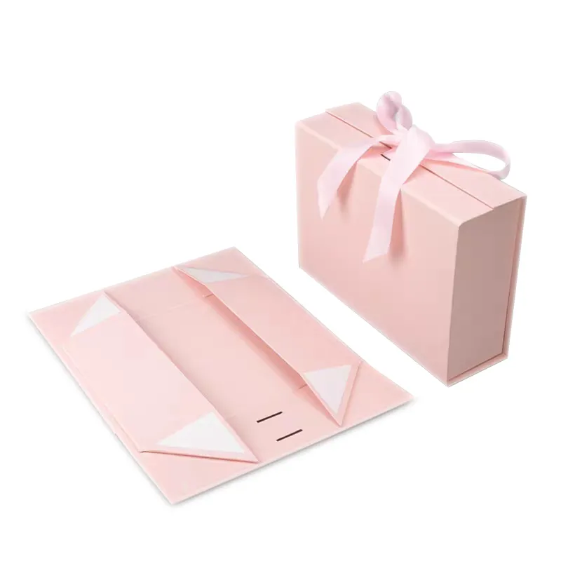Venda popular caixa de presente de papelão com logotipo personalizado de aniversário premium tampa dobrável com fita na cor rosa sapatos de papel UV Advantage