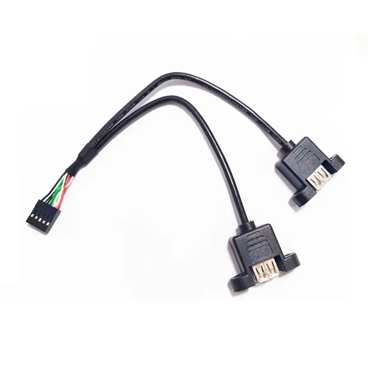 Kabel Internal Mainboard USB 2.0 5-Pin 2 in 1, aksesori komputer kabel ekspansi Male ke USB 2.0 untuk ekspansi Mainboard