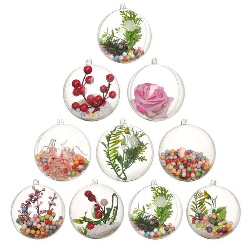 Esferas decorativas de plástico transparente para Navidad, caja de esferas acrílicas de 4-20 CM, adornos, bolas de Navidad