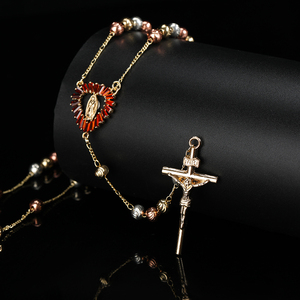 ลูกประคำเครื่องประดับทางศาสนาลูกประคำเครื่องประดับทอง electroplated Virgen de Guadalupe religious Christian GOLD jewelary - Product Image 3