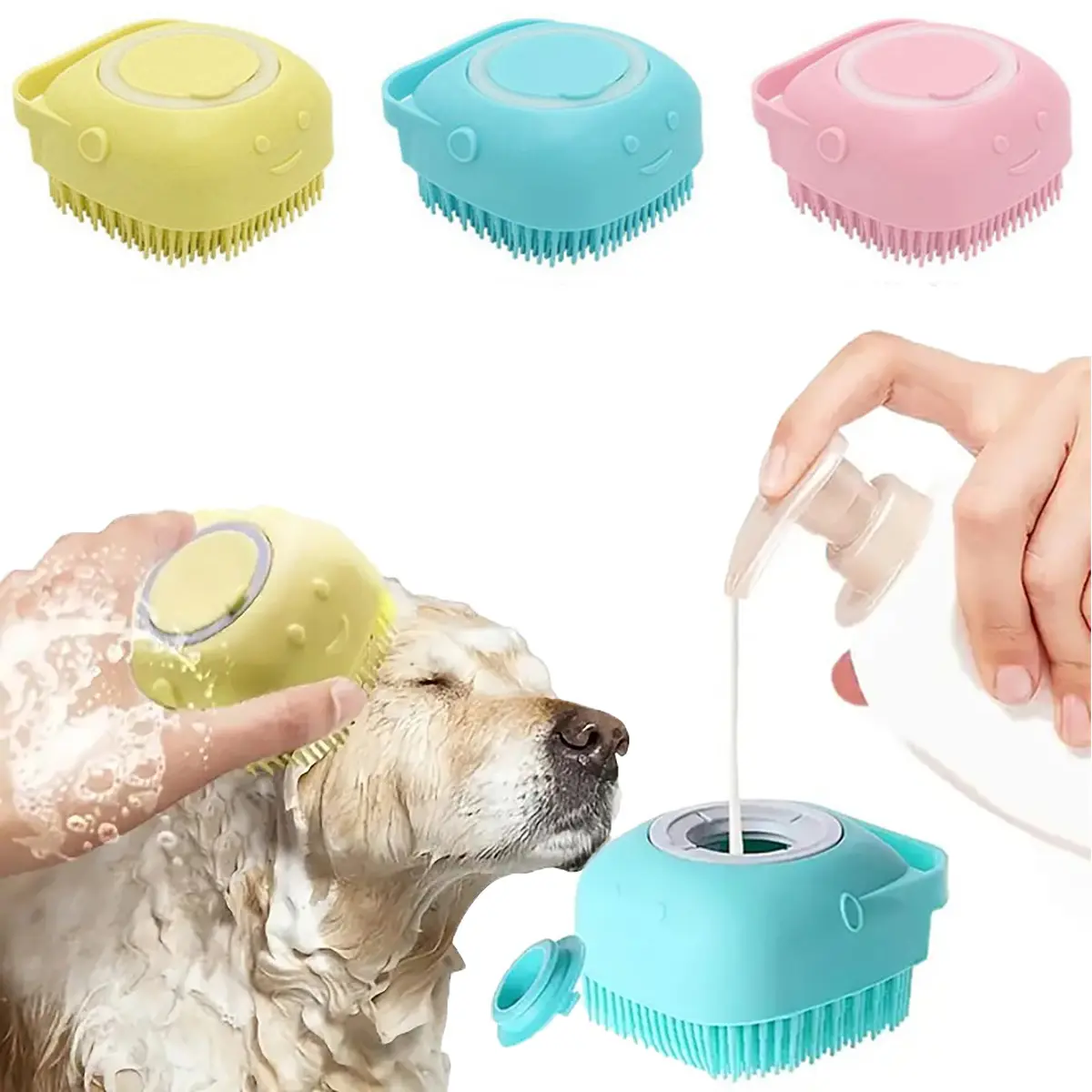 Prodotti per il bagno di animali domestici personalizzati all'ingrosso spazzole per animali domestici spazzola per massaggio da bagno Dispenser per Shampoo strumento per la toelettatura del cane Pet Cat Dog Bath