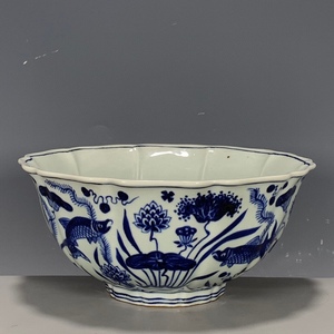 Jingdezhen <strong>Ceramic</strong> Customization Bowl with Fish and Algae Patterns Hand Painted Blue and White Fish Pattern Bowl - Product Image 3