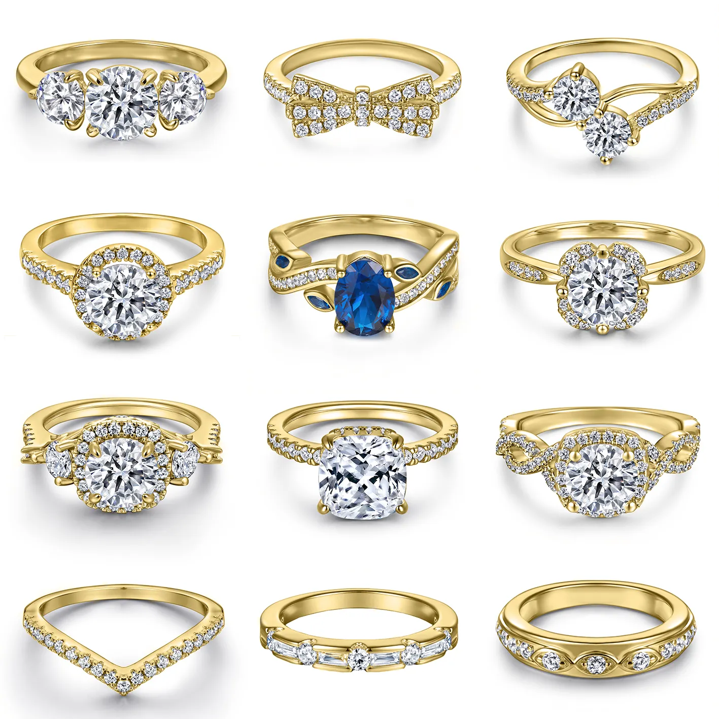Anello nuziale di gioielleria raffinata gioielli placcati in oro rodio anello di fidanzamento con dito Non appannante in argento Sterling 925