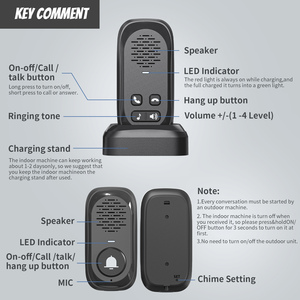 Inalámbrico 1000ft Range Intercom Timbre Sistema 4 Nivel de volumen Batería recargable de mano Impermeable Comunicación bidireccional para