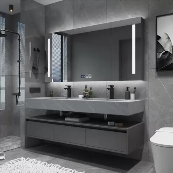 Tocador de baño con doble lavabo, nuevo diseño de lujo, comercial, venta al por mayor