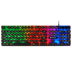 لوحة مفاتيح SHIPADOO للأعمال بإضاءة خلفية RGB LED باللون الأسود/الأبيض بتصميم بانك طراز K500 - Product Image 1