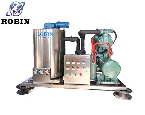 Robin, precio de fábrica, máquina industrial para hacer hielo en escamas, máquina de 2 toneladas/máquina de hielo de ladrillo en cubos/planta de fabricación de maquinaria de hielo