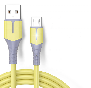 乳白色黄色快速充电硅橡胶Usb C电缆A至C USB充电电缆，带发光二极管灯 - Product Image 3