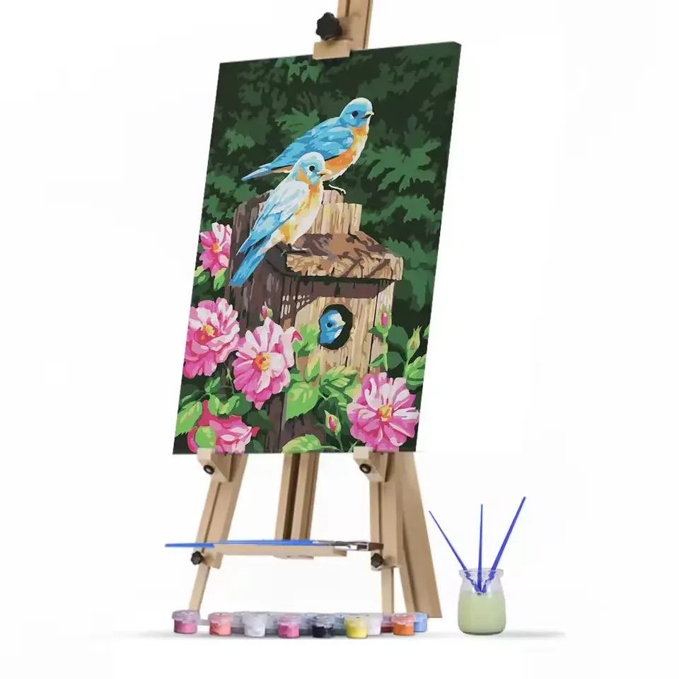 Wholesale 24 Colors Custom Picture 40*50cm Bird DIY Animals Painting Acrylic Oil Paint by Numbers