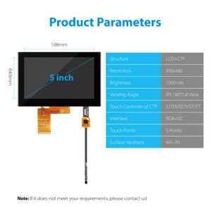 5 inch 800*480 RGB <strong>Interface</strong> Touchscreen <strong>Display</strong> Module 5 inch <strong>LCD</strong> Touch Screen TFT <strong>LCD</strong> Module with Capacitive Touch Panel - Product Image 4