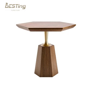 当代设计六角形实木橡木边桌 - Product Image 3